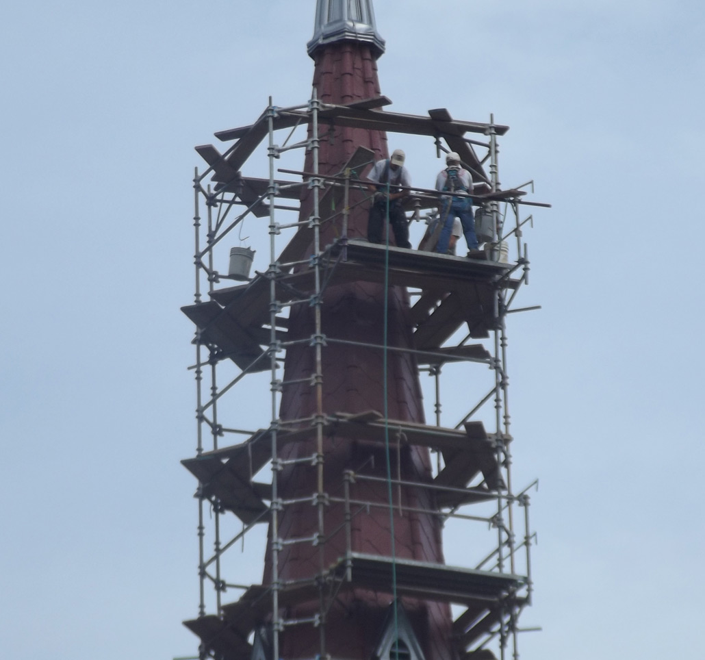 Masonry repair on large building